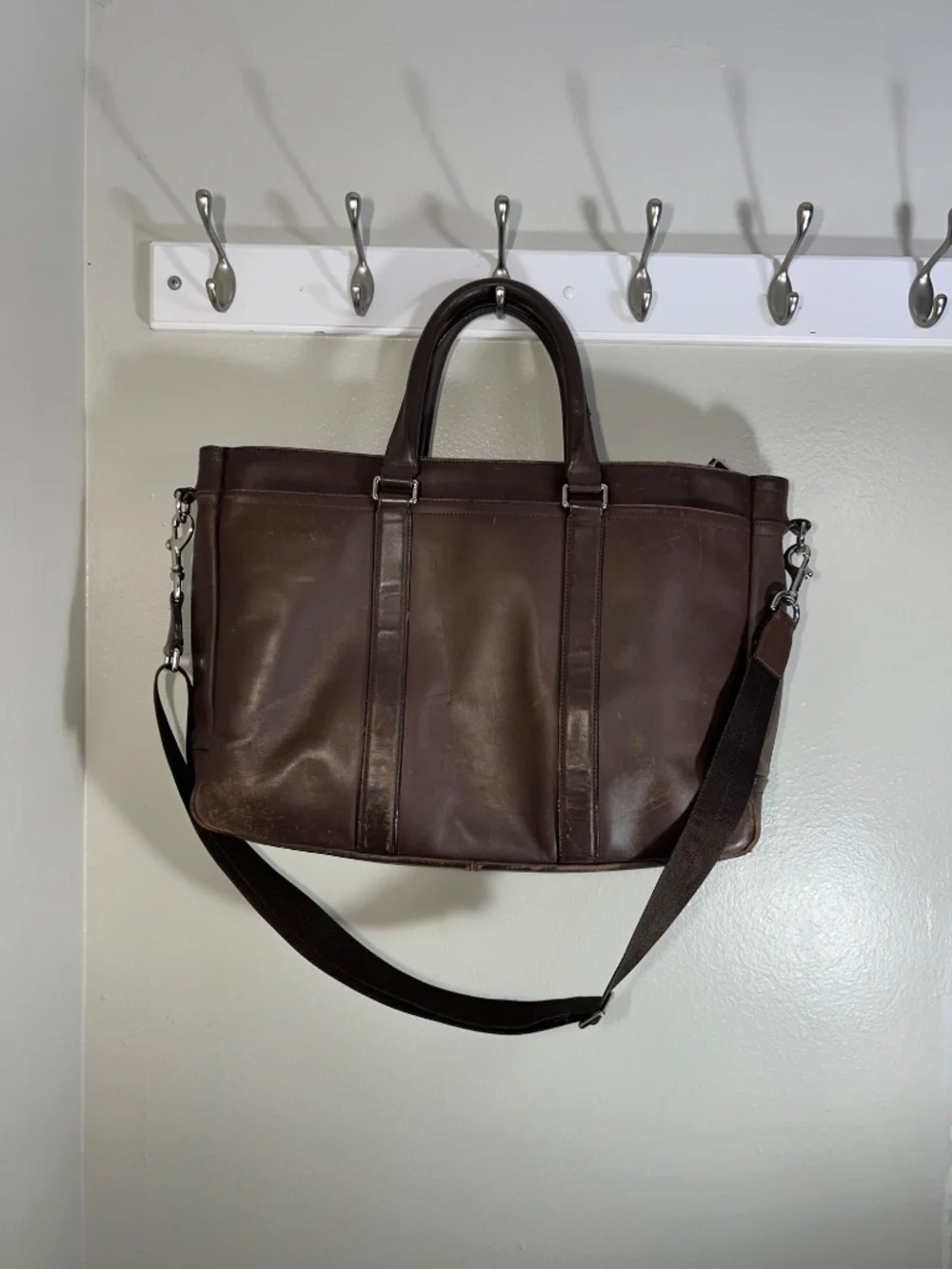 Coach Lexington F70916 Brown Leather Briefcase Carry-all Messenger Shoulder Bag